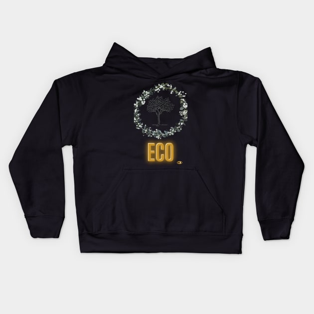 Mel2D - T-Shirt Eco golden and tree white. Kids Hoodie by Mel2D